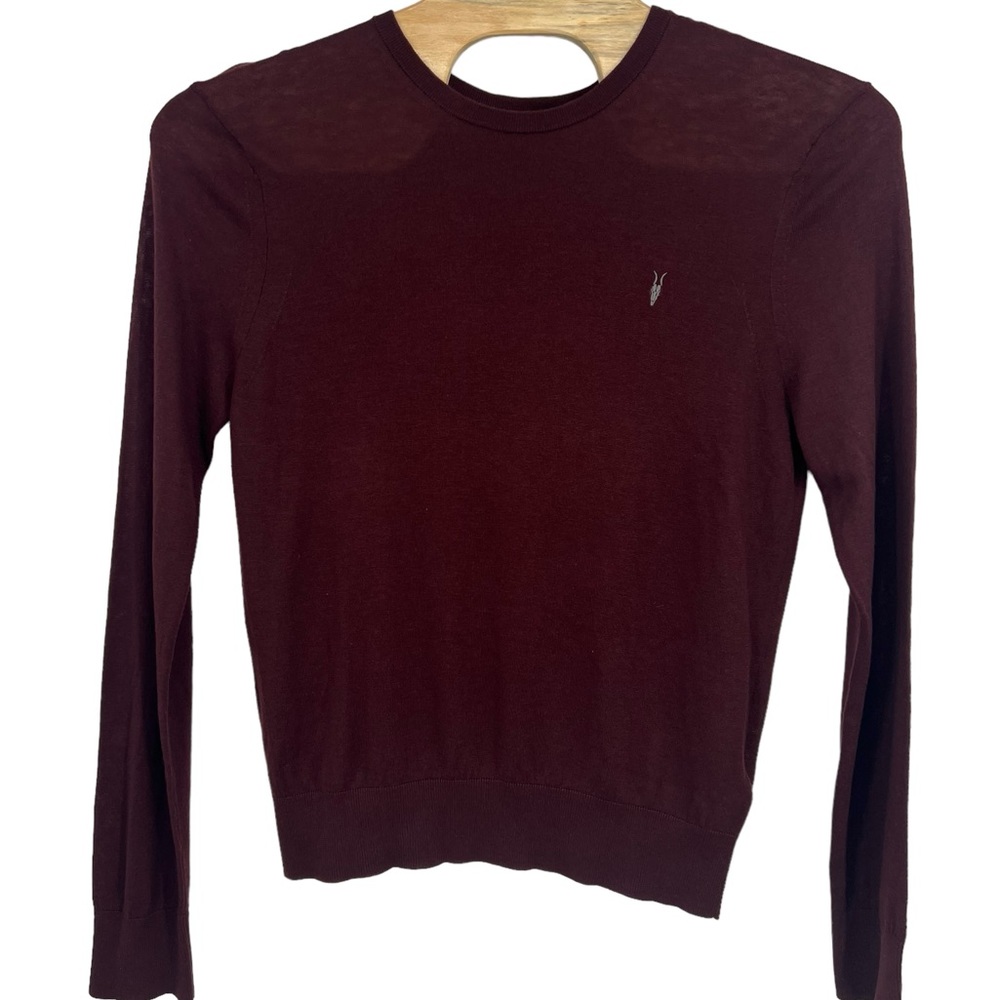 All Saints Mode Marino Crew Neck Ramskull Sweater In Mars Red Marl Size XXL